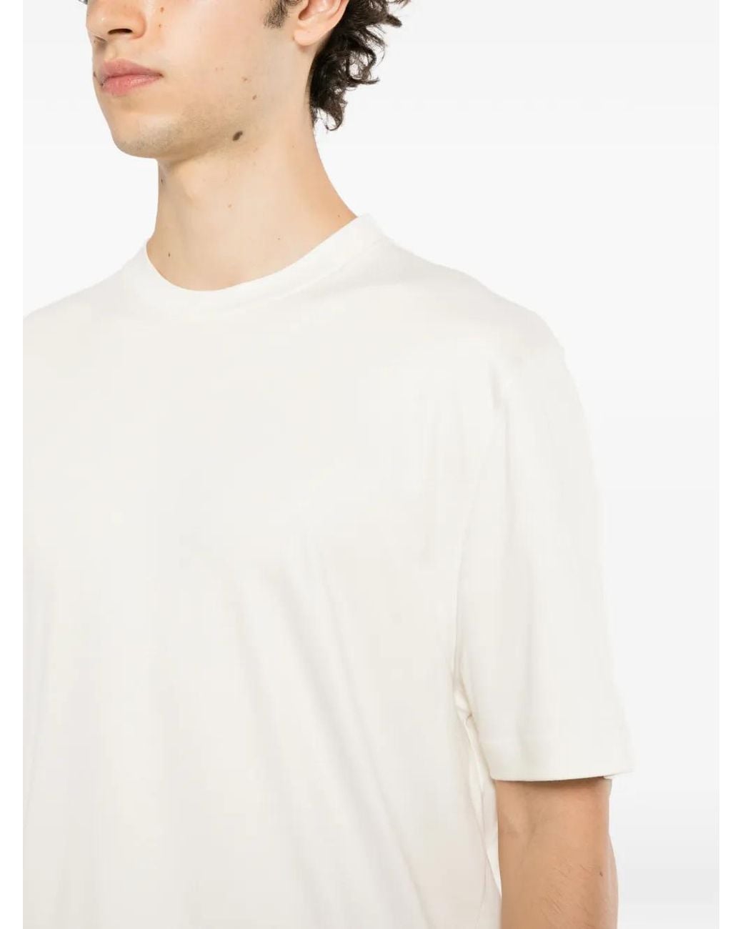 Canali White Crew-Neck Short-Sleeve T-Shirt for men