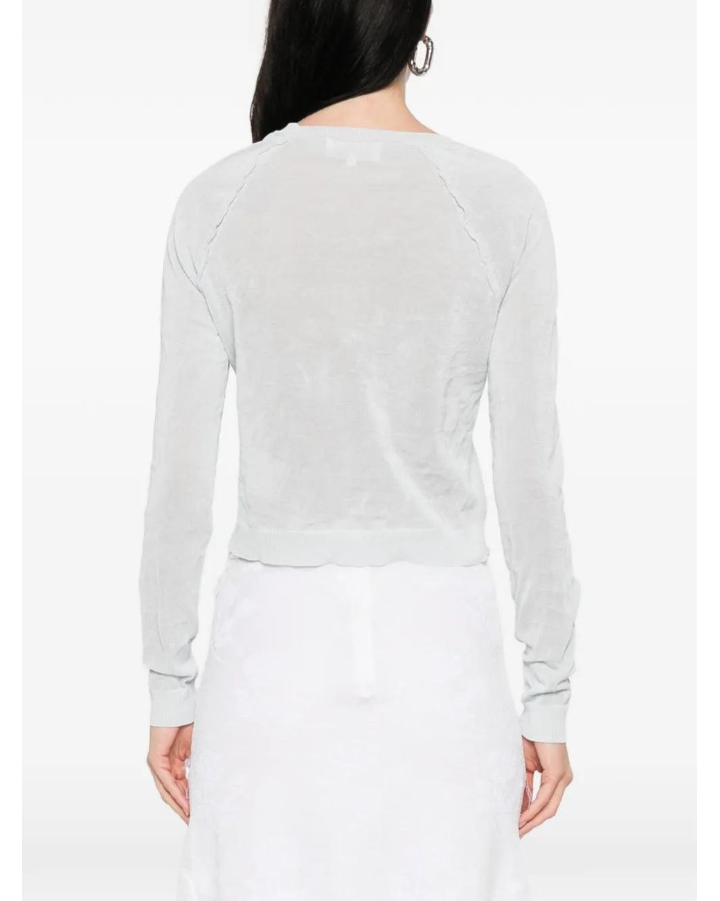ShuShu/Tong White Beaded Floral Knit Cardigan