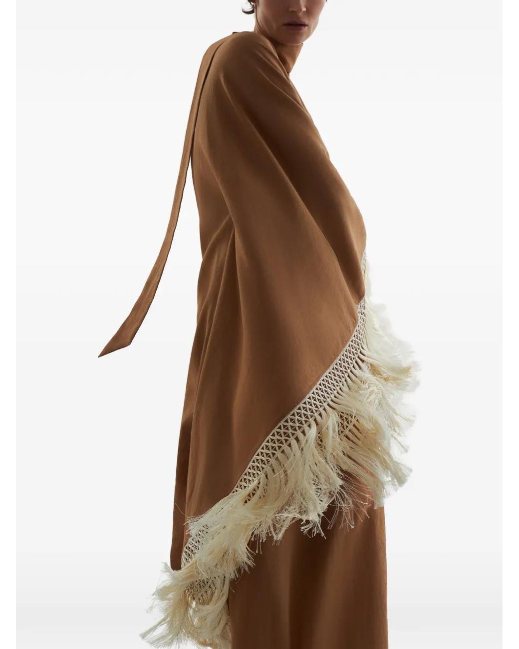 Taller Marmo White Andes Fringe-Trimmed Maxi Dress