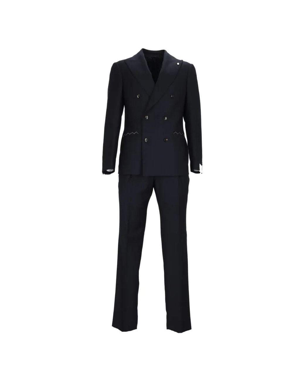 Luigi Bianchi Blue Double-Breasted Drop 7 Suit for men