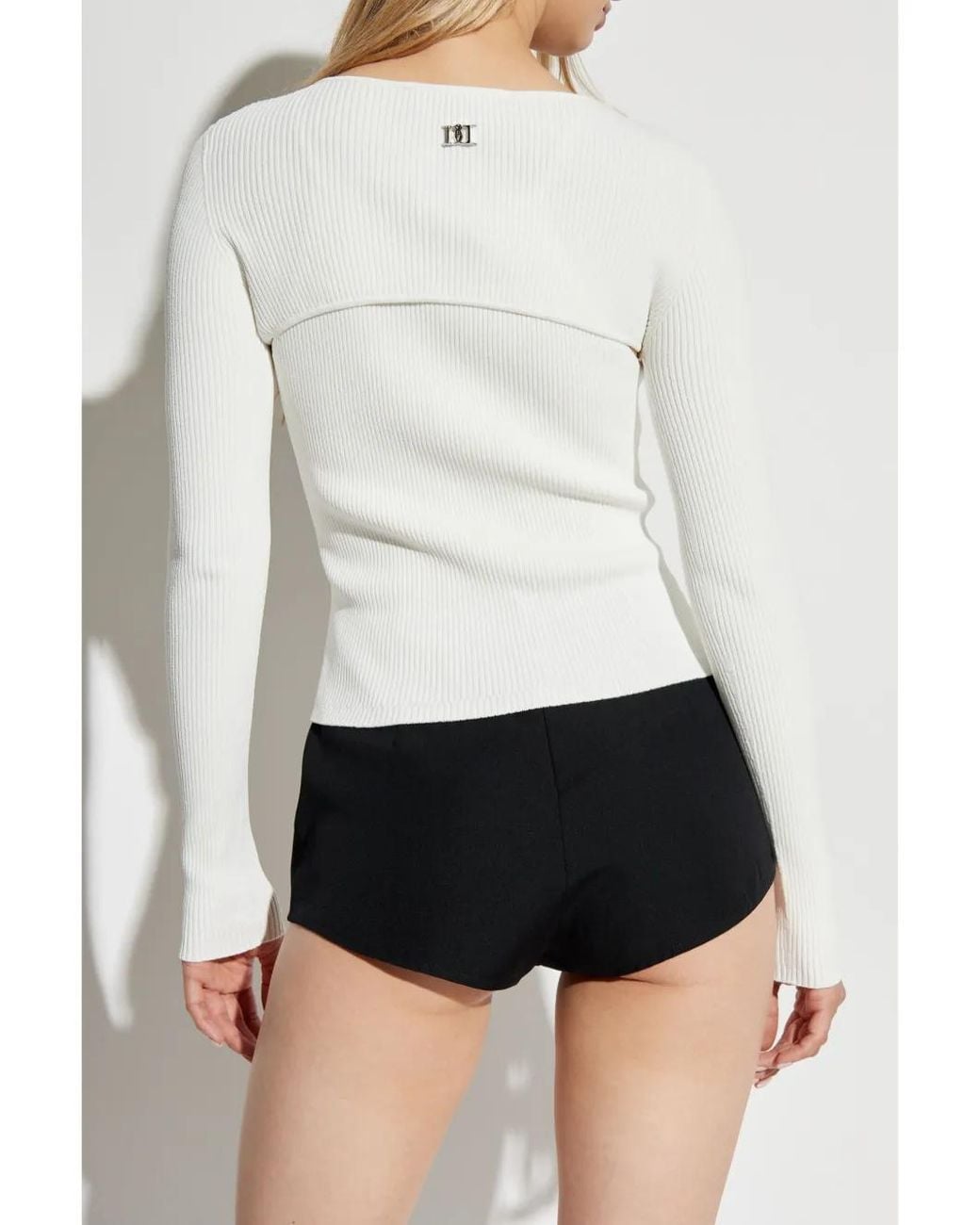 DSquared² White Cut-Out Ribbed-Knit Top