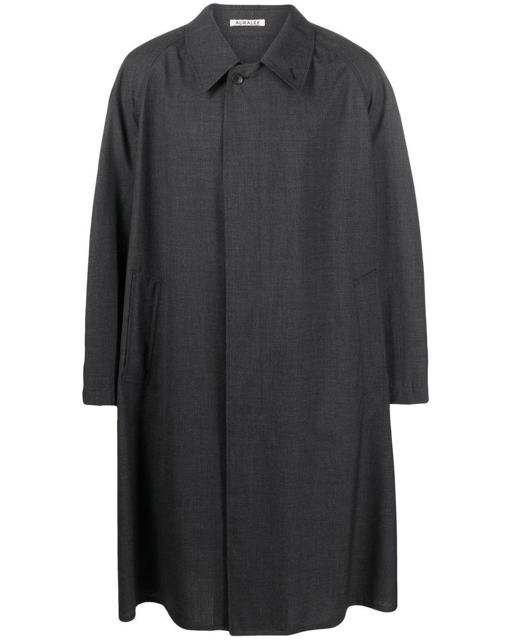 AURALEE Kneelength Wool Trench Coat in Gray for Men Lyst