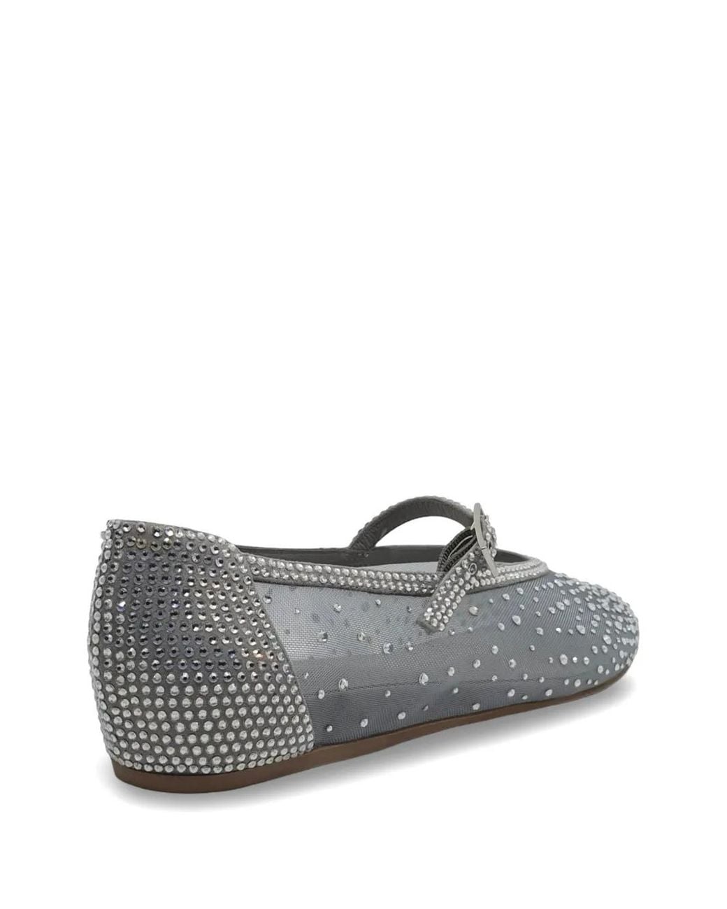 Le Silla Gray Gilda Crystal-Embellished Mesh Ballet Flats
