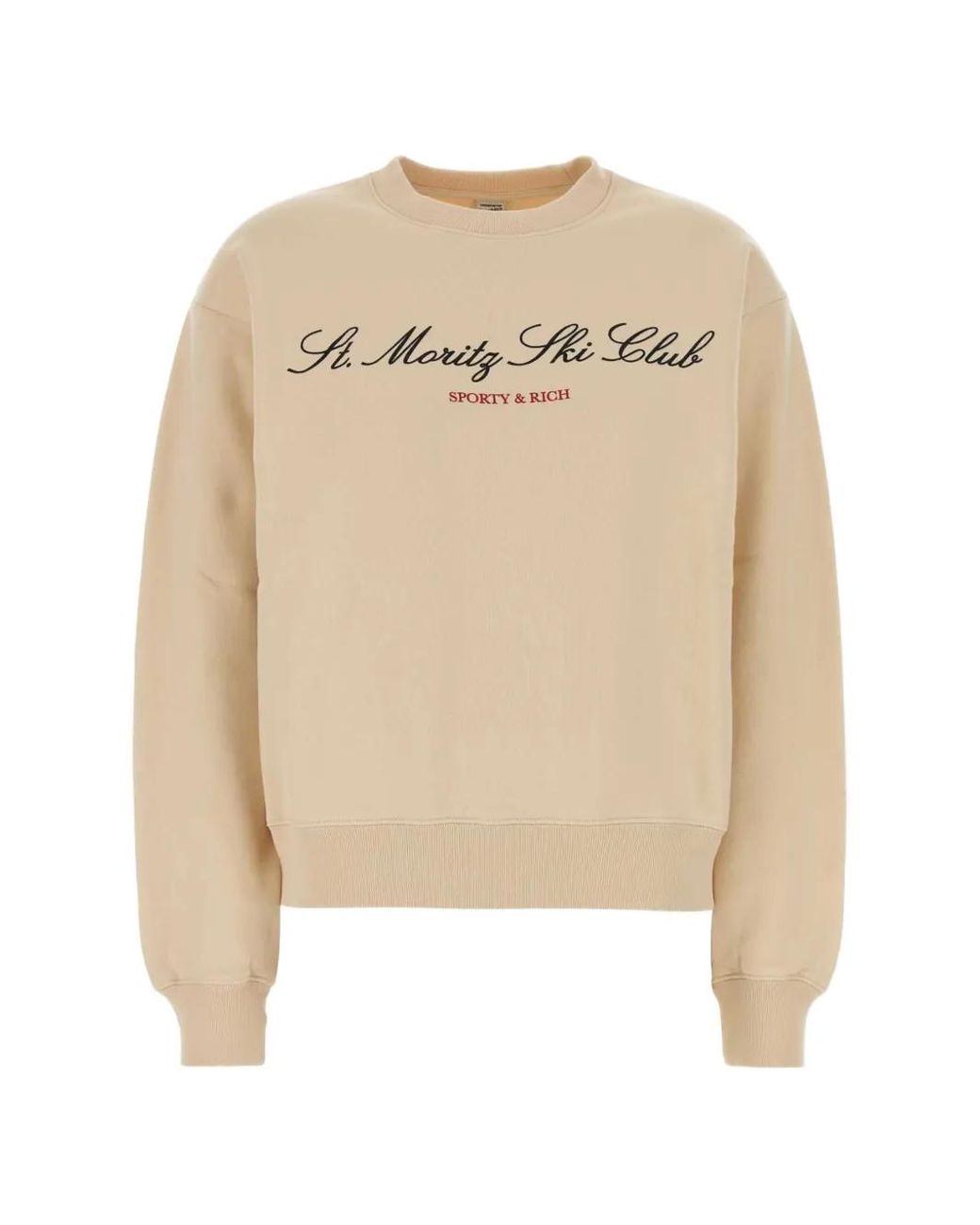 Sporty & Rich Natural St. Moritz Ski Club Logo-Print Sweatshirt
