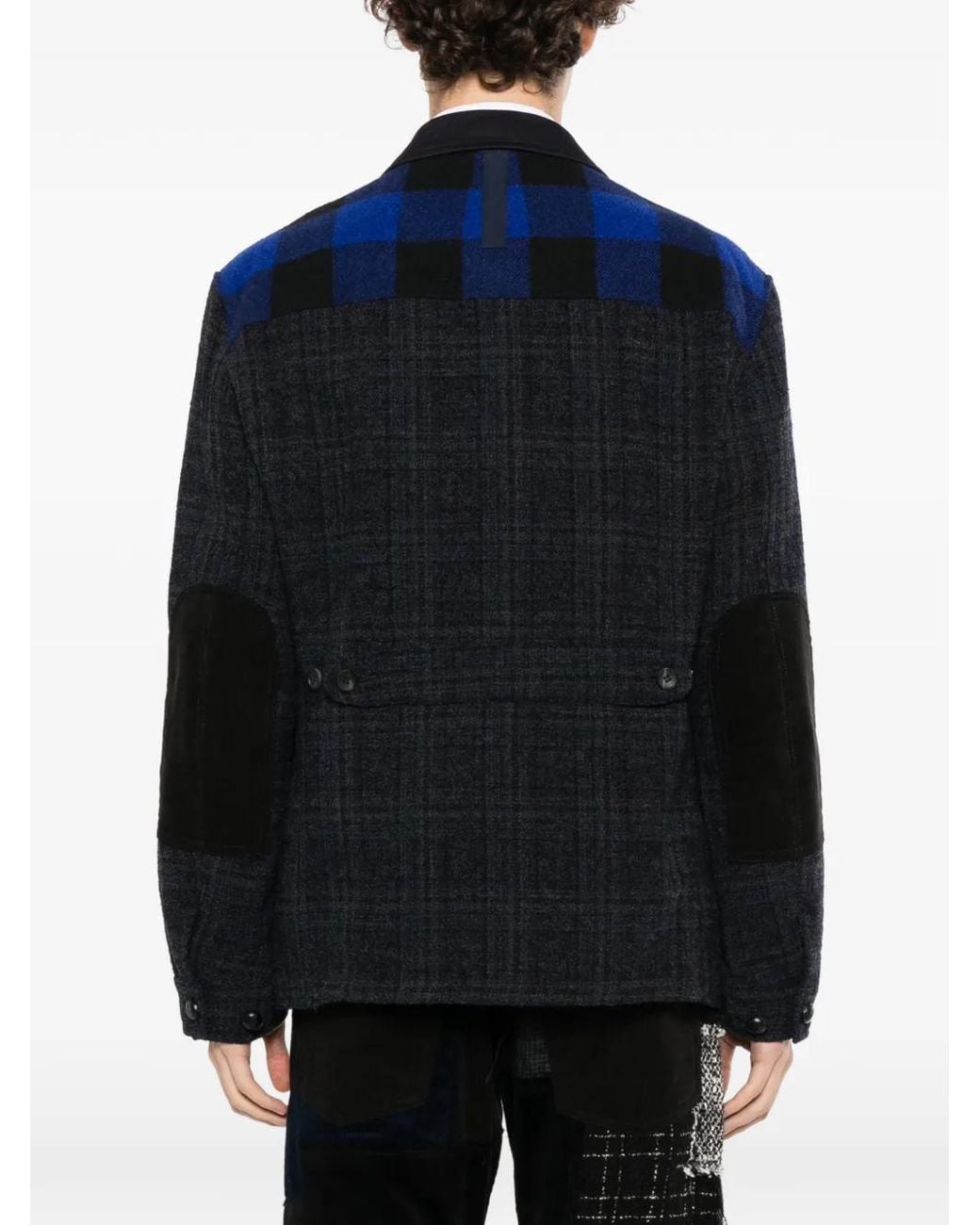Junya Watanabe Black Patchwork Plaided Jacket for men