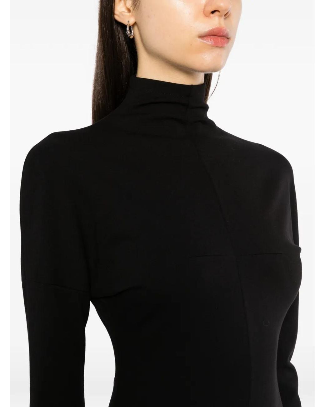 MATIERES FECALES Black High-Neck Floor-Length Gown