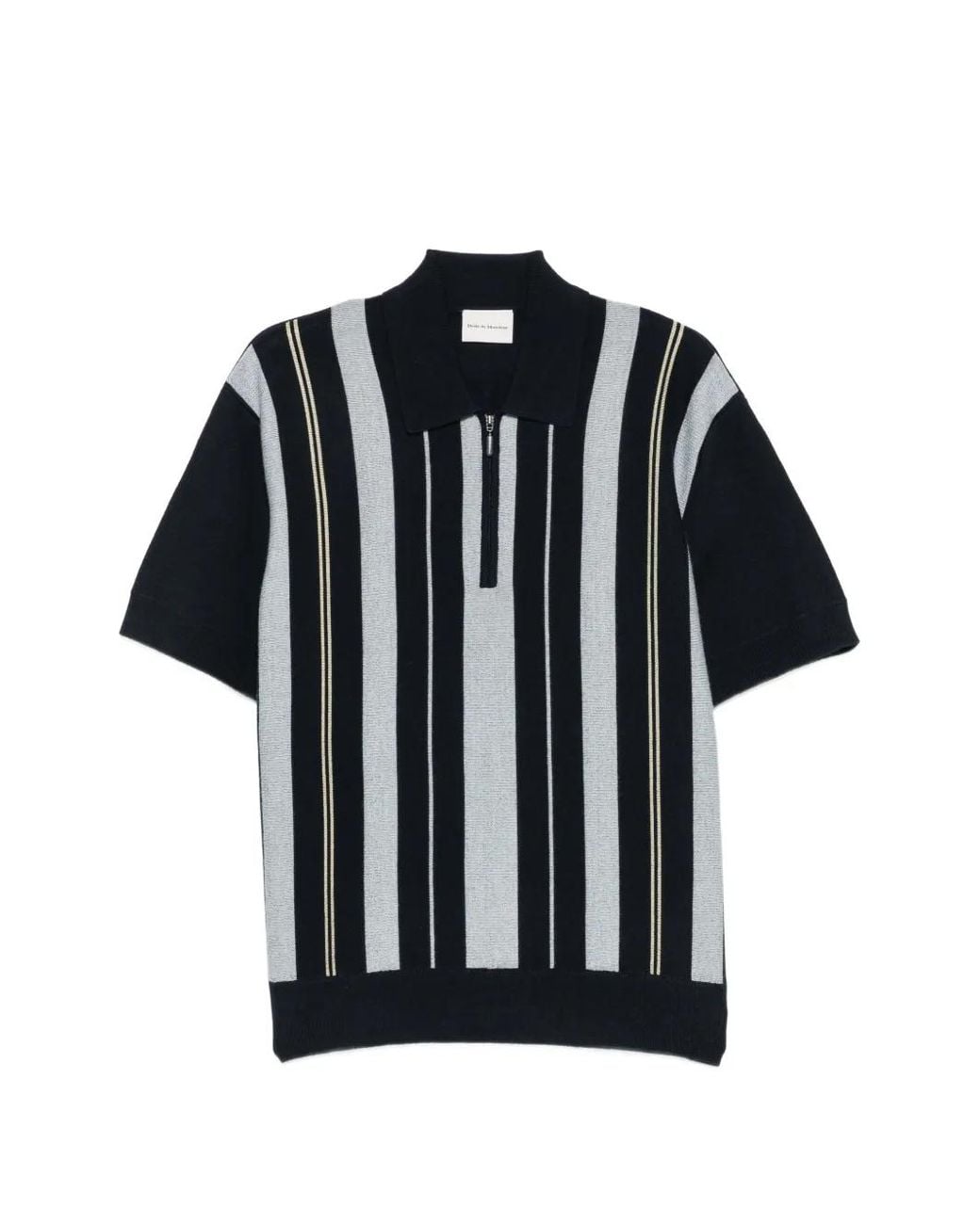 Drole de Monsieur Black Polo Rayé À Col Zippé for men