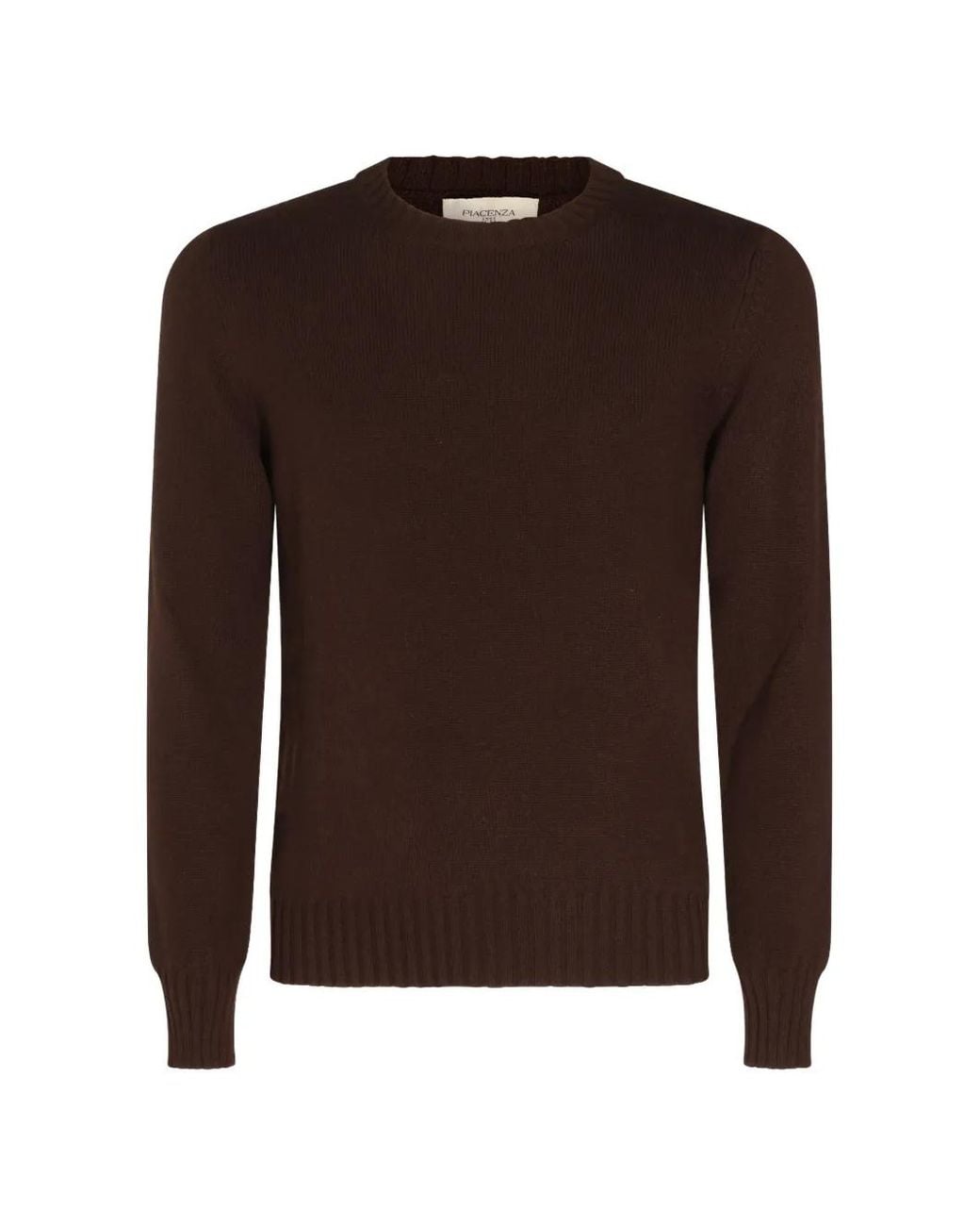 Piacenza Cashmere Brown Crew-Neck Ribbed-Trim Sweater for men