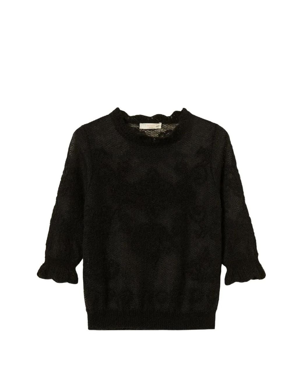 Twinset Black Jacquard Alpaca Blend Jumper