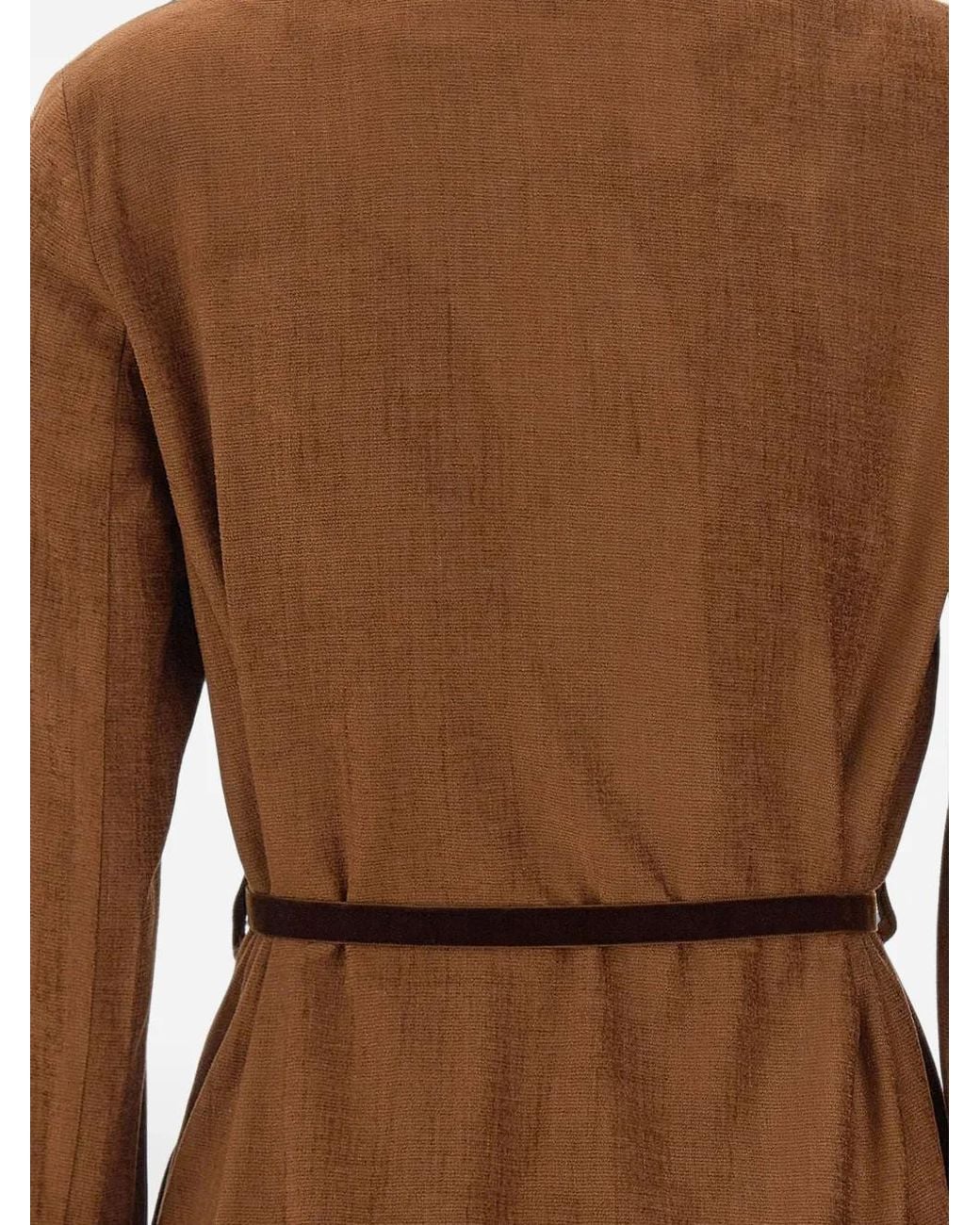 Kaos Brown Belted Suede-Effect Blazer