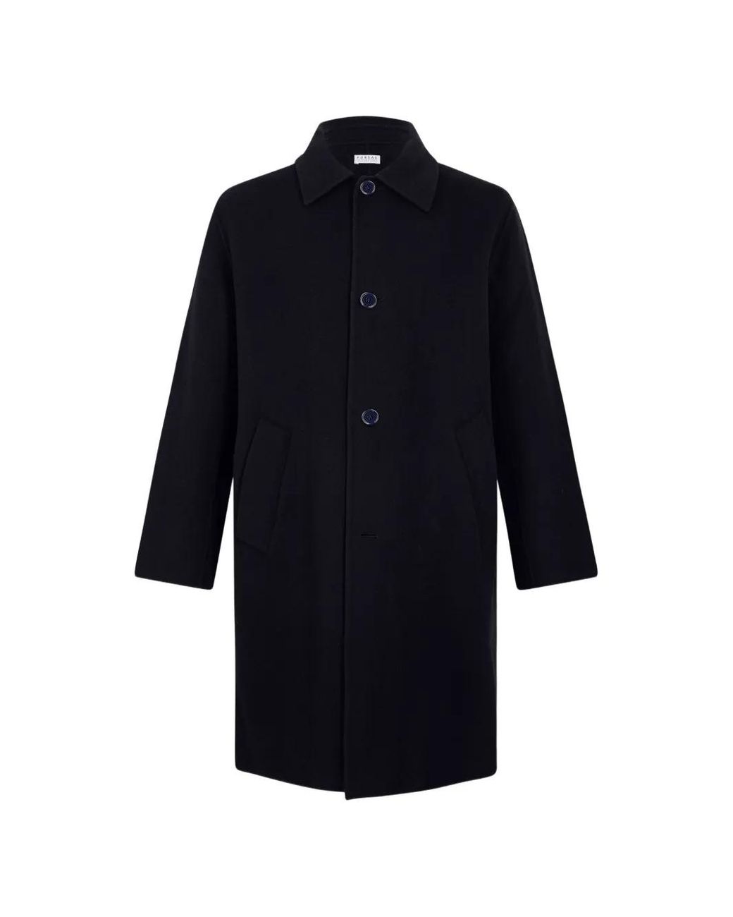 Fursac Blue Button-Up Wool Overcoat for men