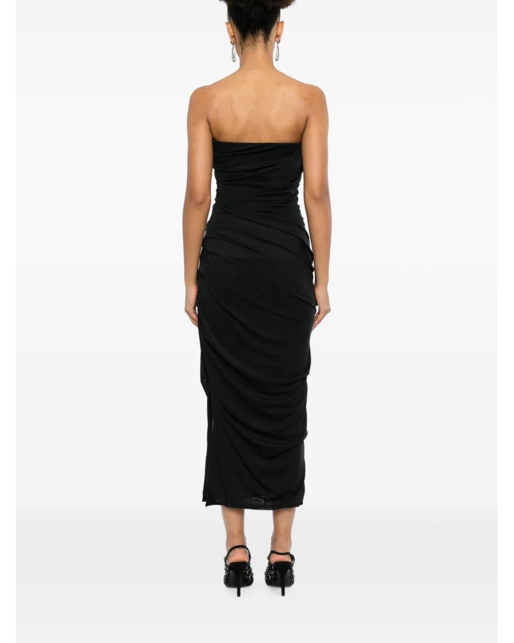 Alex Perry Black Strapless Ruched Dress