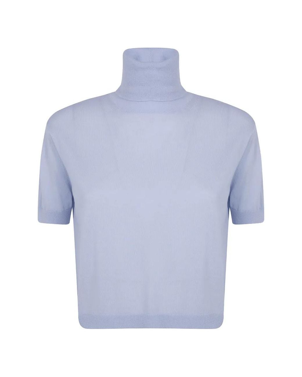 N°21 Blue Short-Sleeve Roll-Neck Sweater