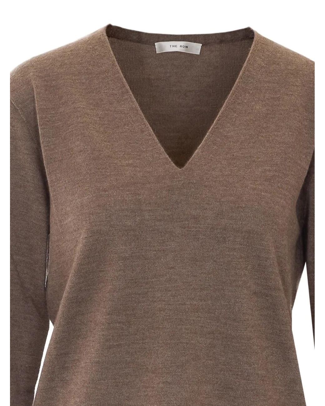 The Row Brown Poesis V-Neck Sweater