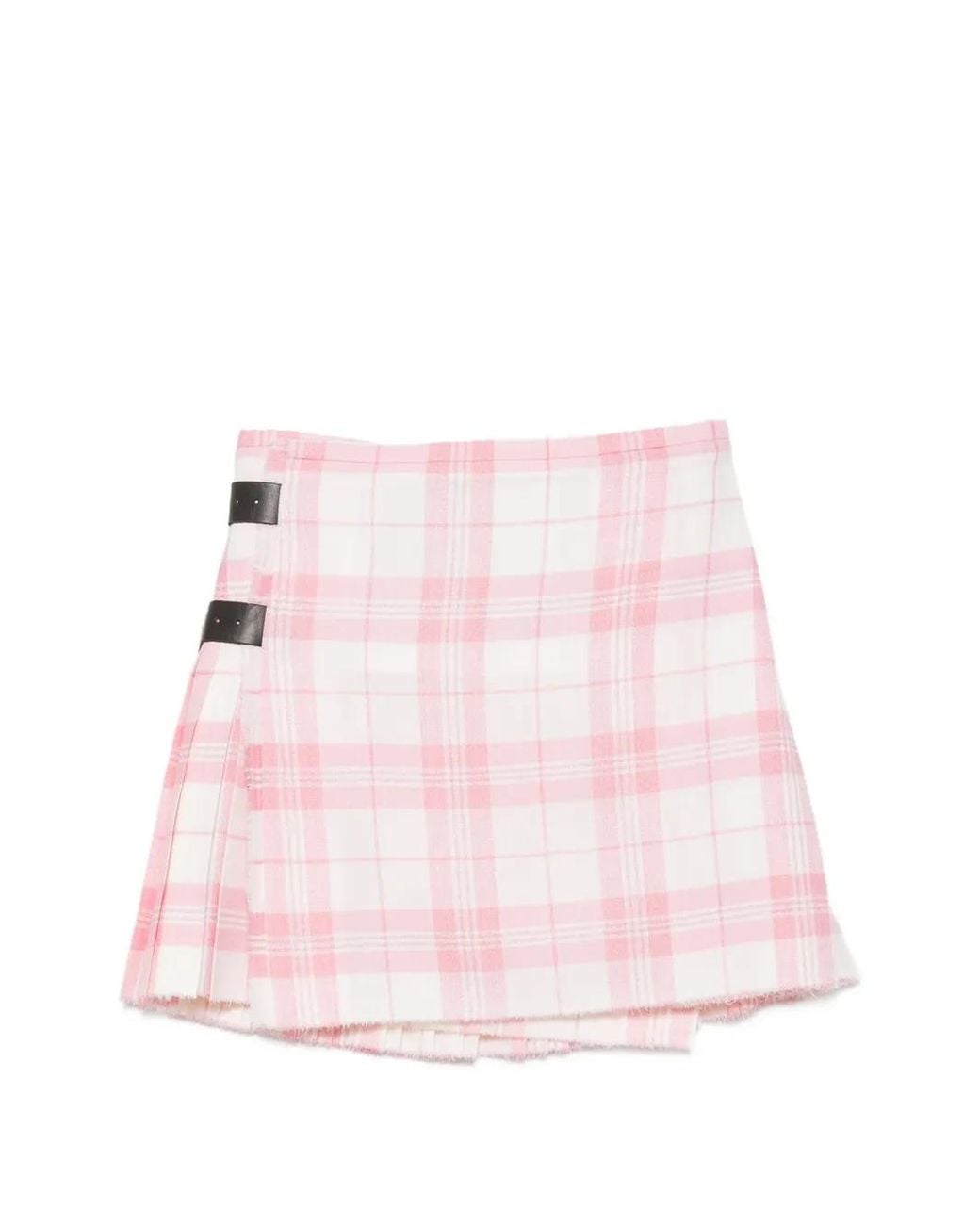 Vivienne Westwood Pink Wrap Style Mini Skirt With Plaid Pattern And Buckle Straps