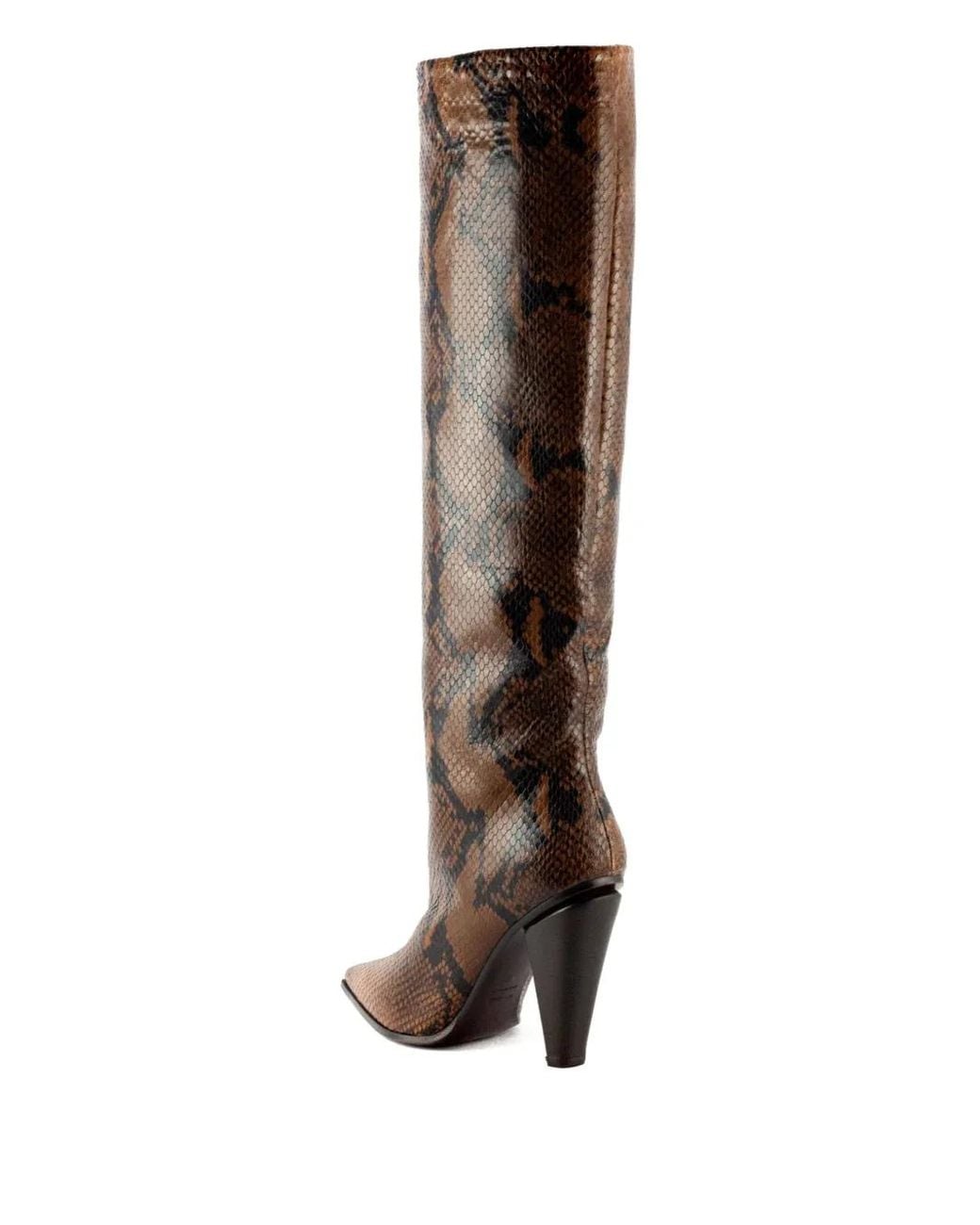 Roberto Festa Brown 80Mm Snake-Print Pointed Boots