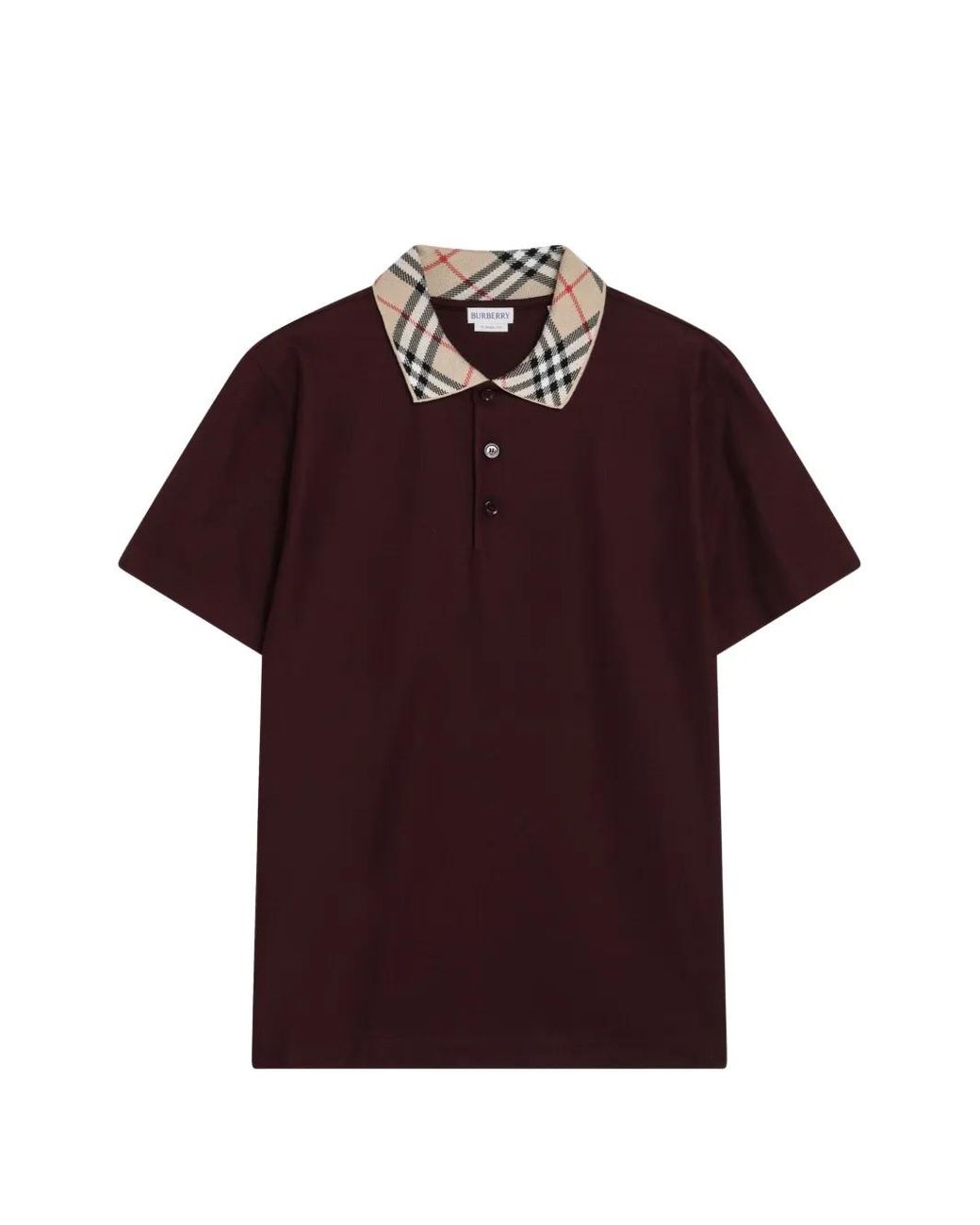 Burberry Red Check-Collar Cotton Polo Shirt for men