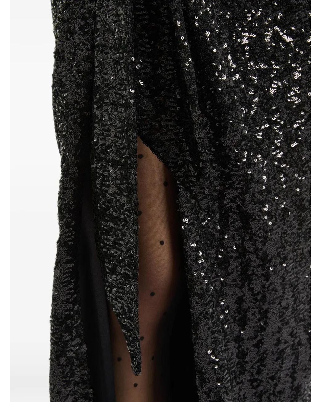 Balmain Black Long Sequinned Dress