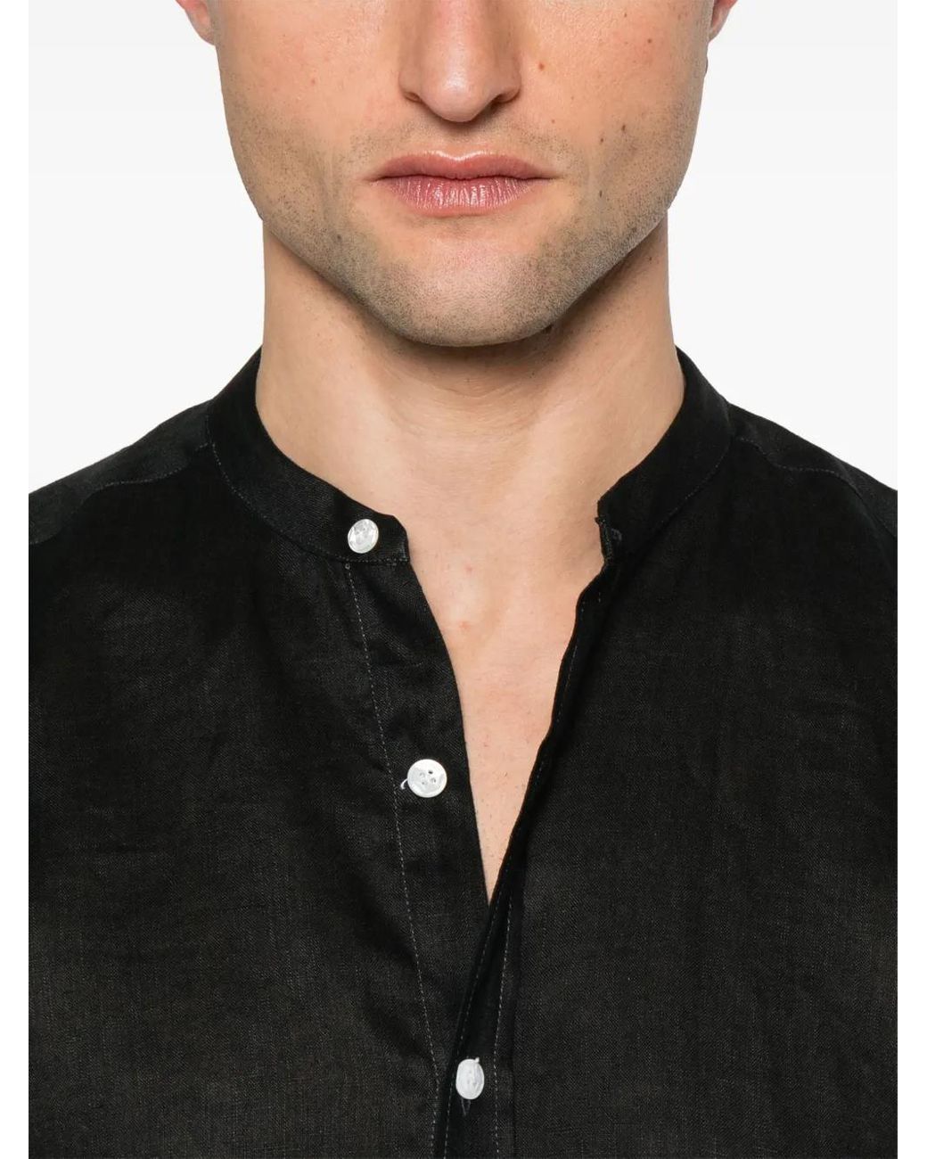 Barba Napoli Black Linen Shirt for men