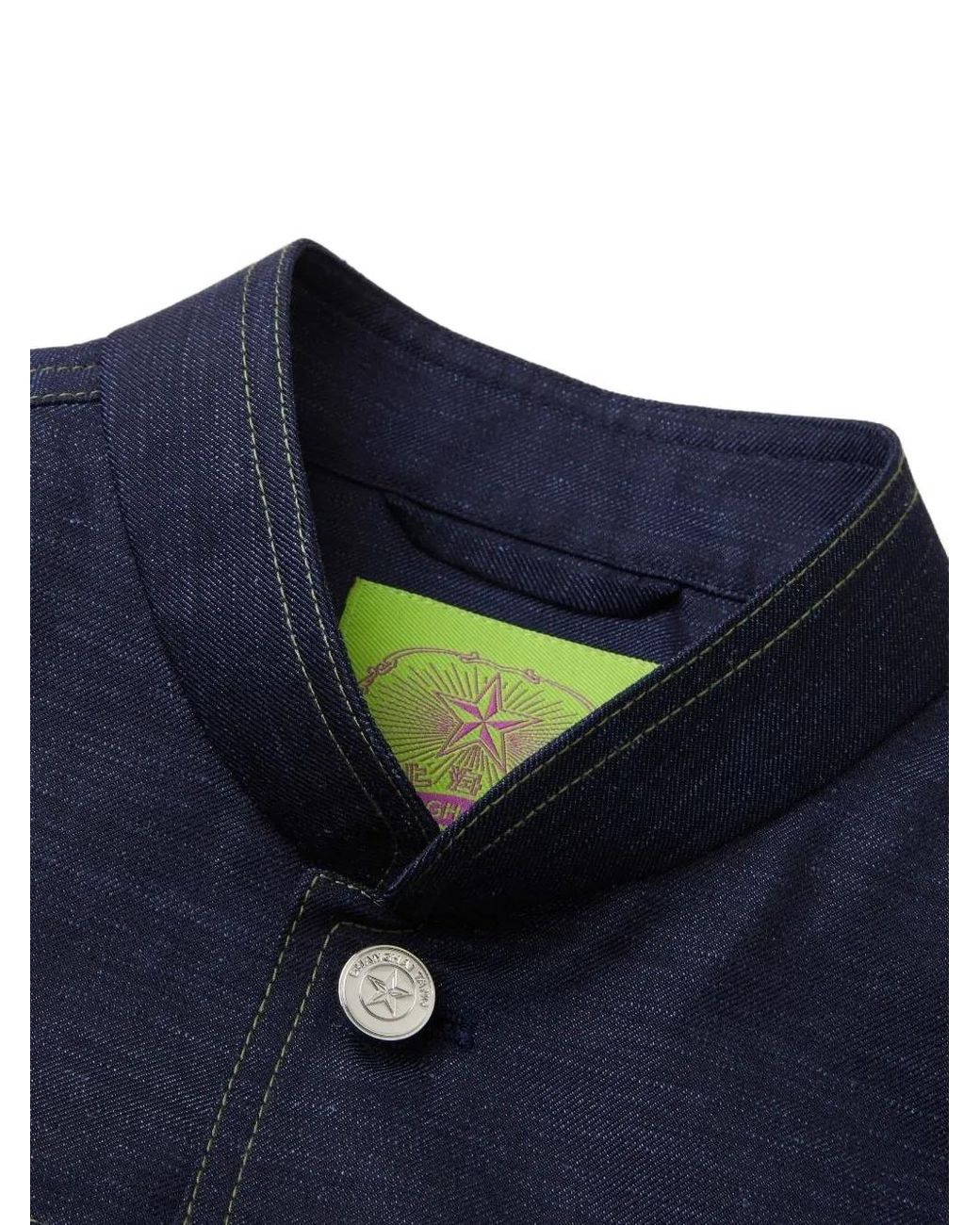 Shanghai Tang Blue Button-Up Denim Jacket for men
