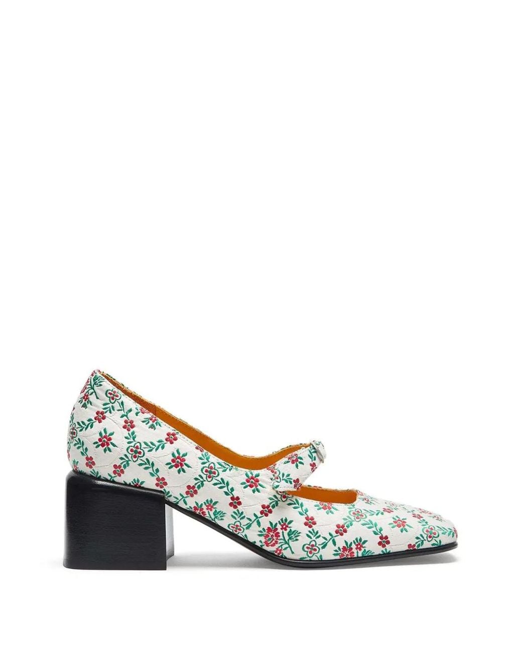 LILI CURIA White Ginger Mary Jane Floral Pumps