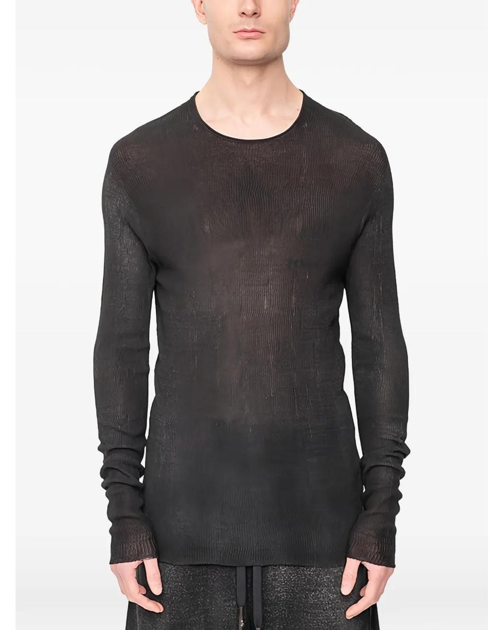 MD75 Black T-Shirt En Maille À Manches Longues for men