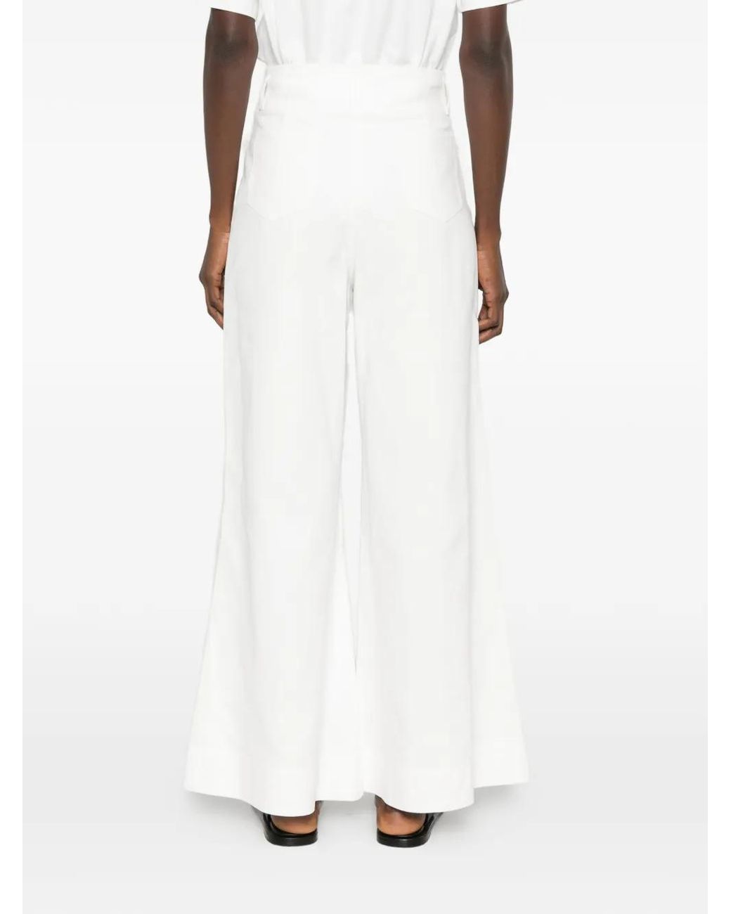ELEH White Pantalon Ample À Taille-Haute