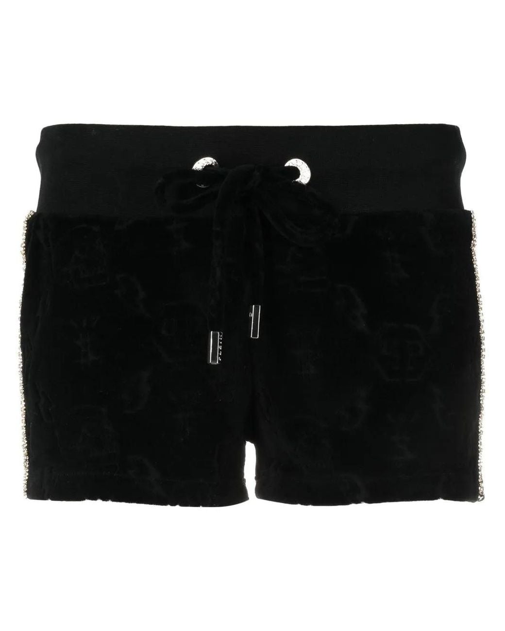 Philipp Plein Black Monogram Drawstring Shorts