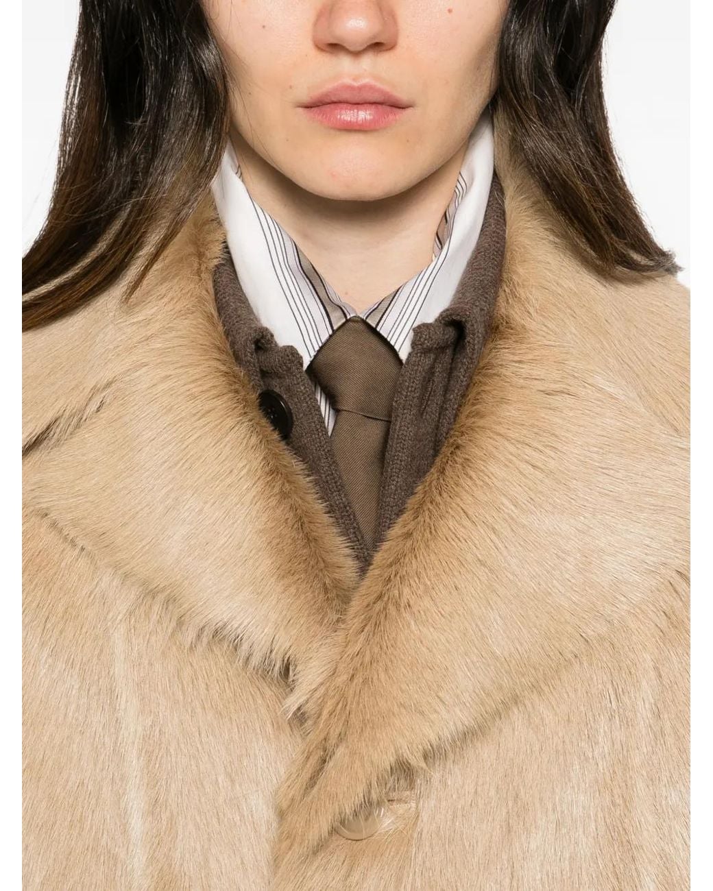 AMI Natural Notch-Lapel Coat