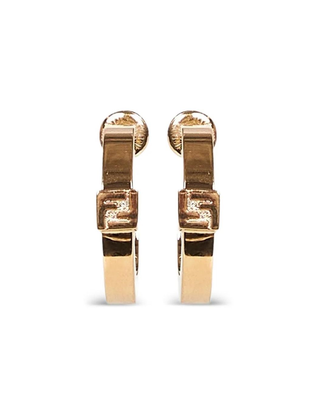 Fendi Metallic Ff-Logo Hoop Earrings