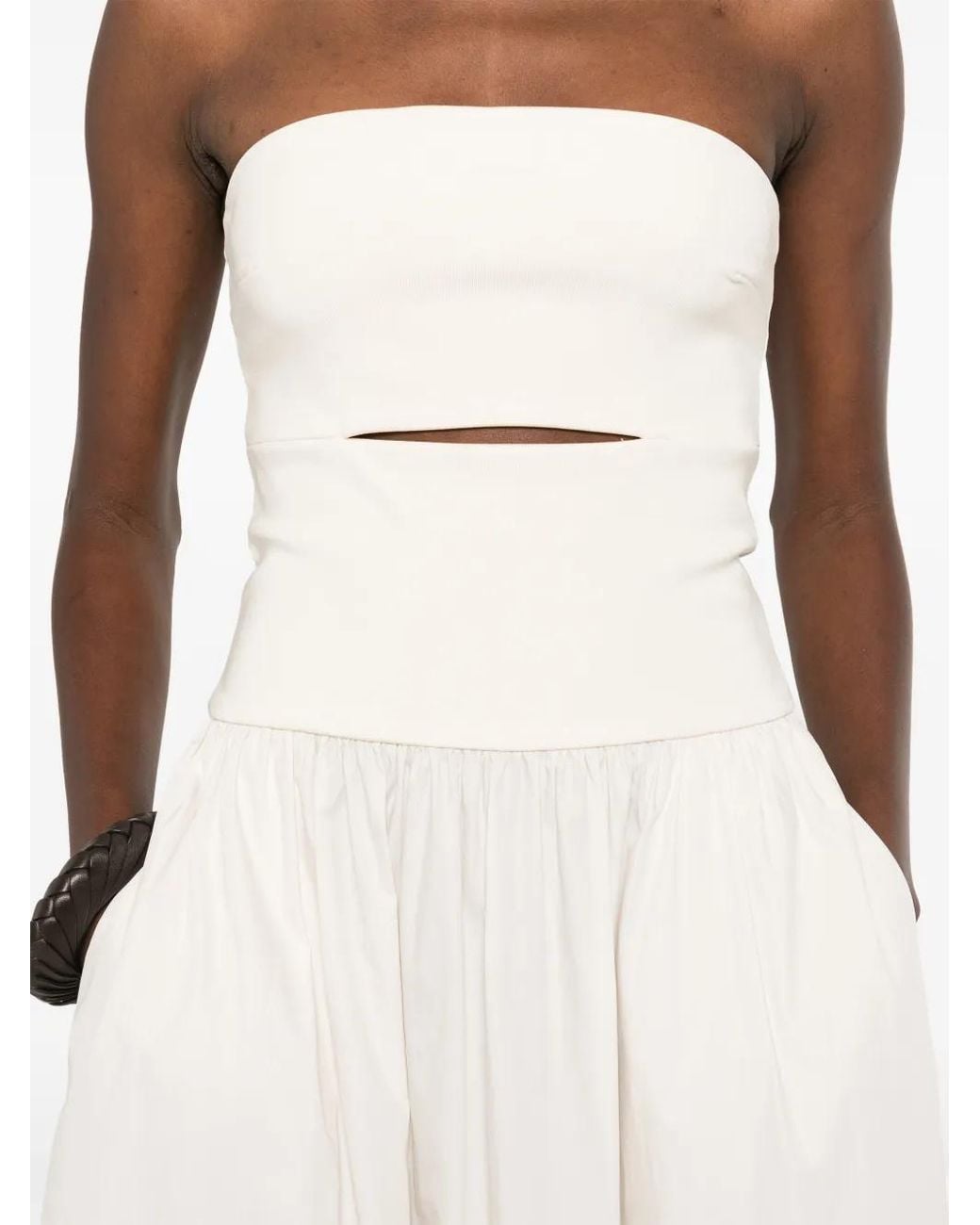 Esse Studios Strapless Midi-Jurk Met Split in het White