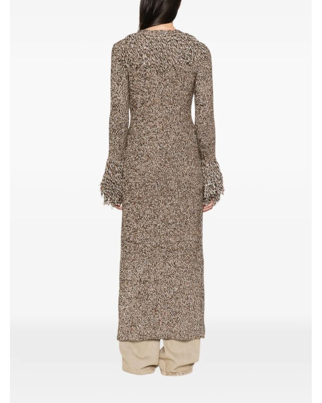 Patrizia Pepe Natural Fringed Chiné-Knit Cardigan