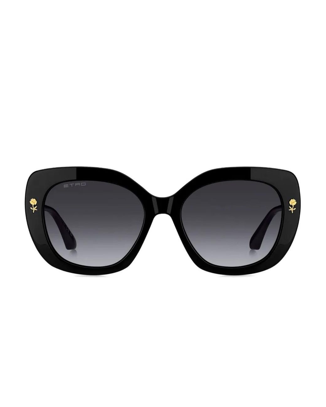 Etro Black Rose-Embellished Geometric Sunglasses