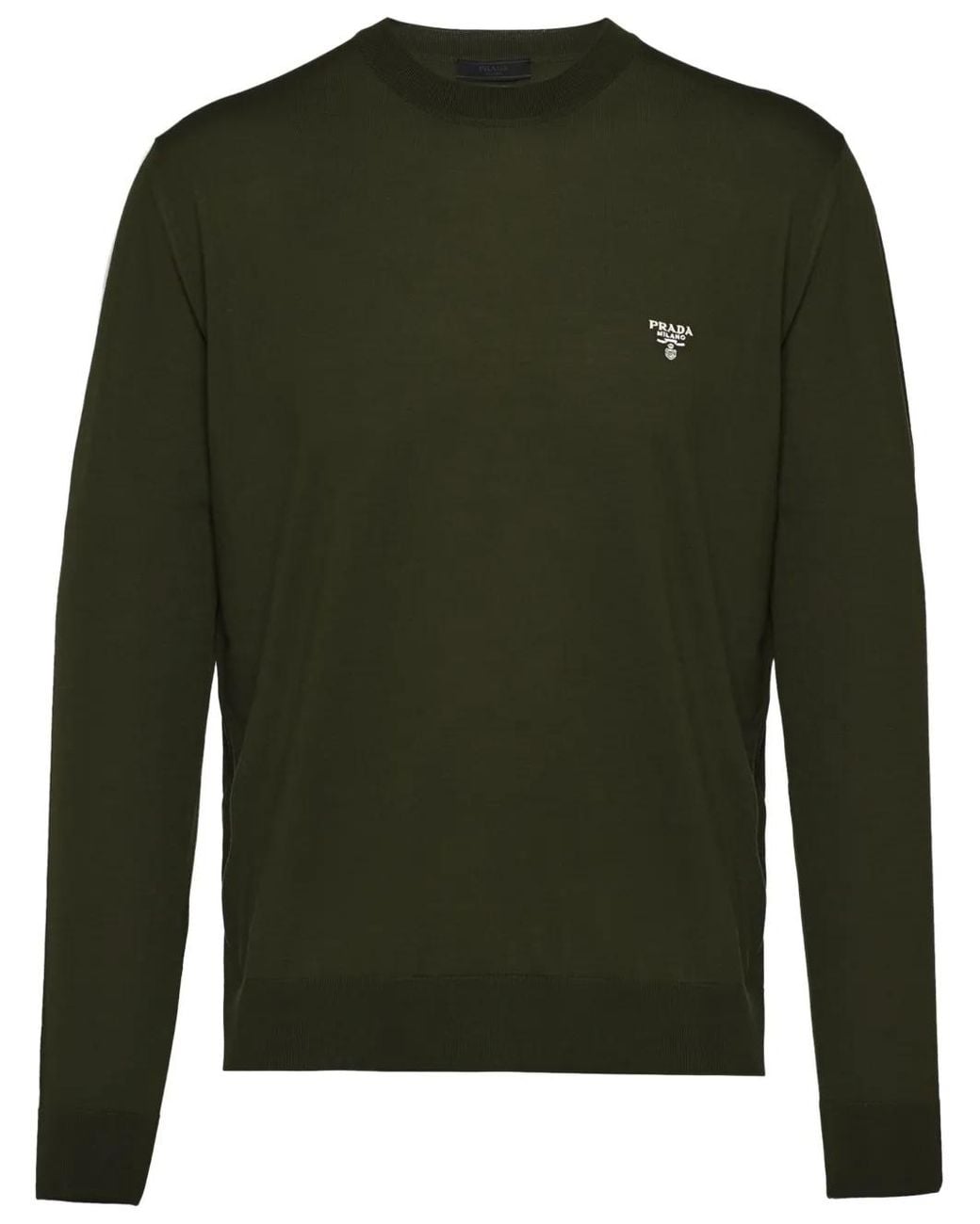 Prada Green Superfine Wool Crew-Neck Sweater for men