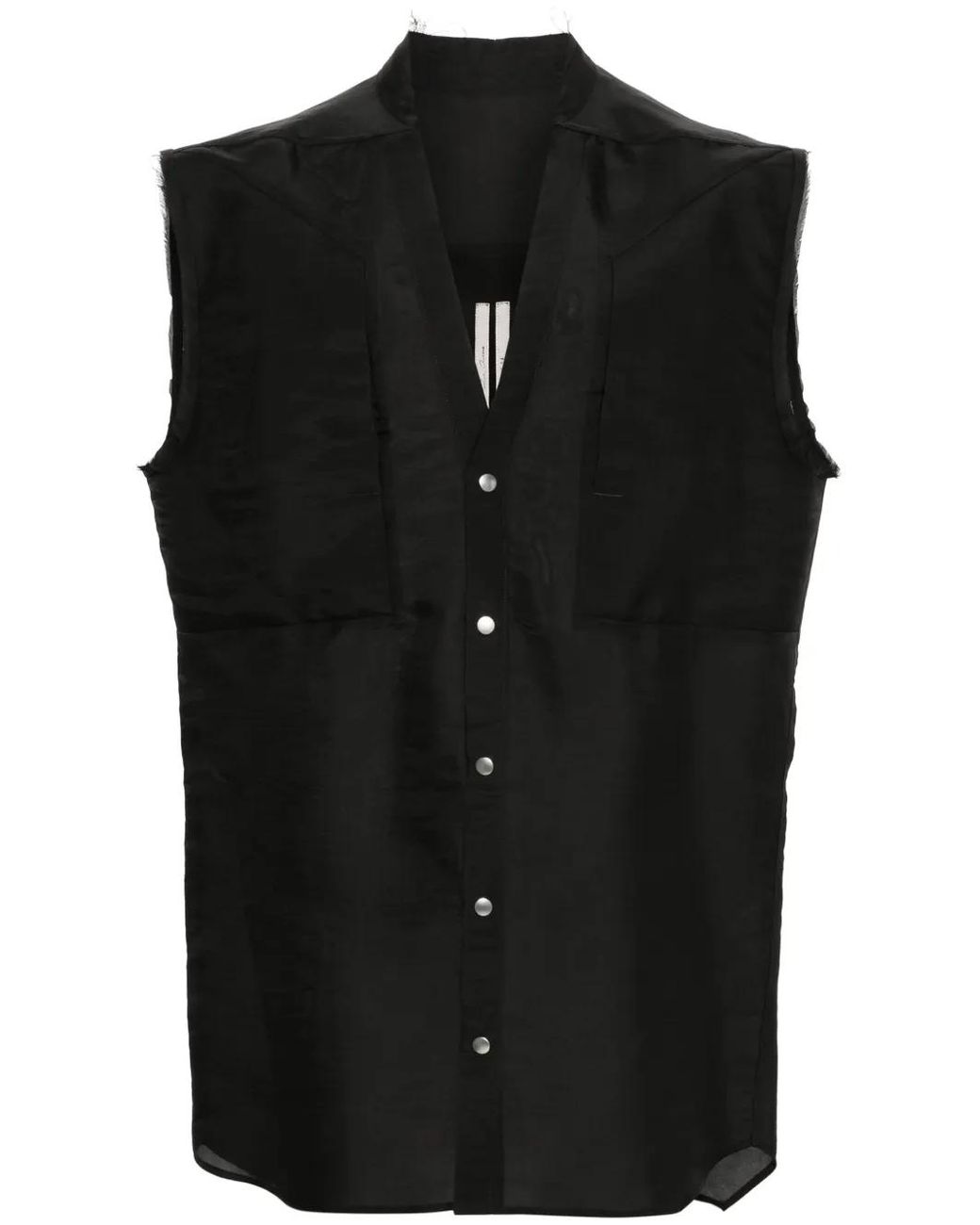 Rick Owens Black Raw Cut-Detailing Vest for men