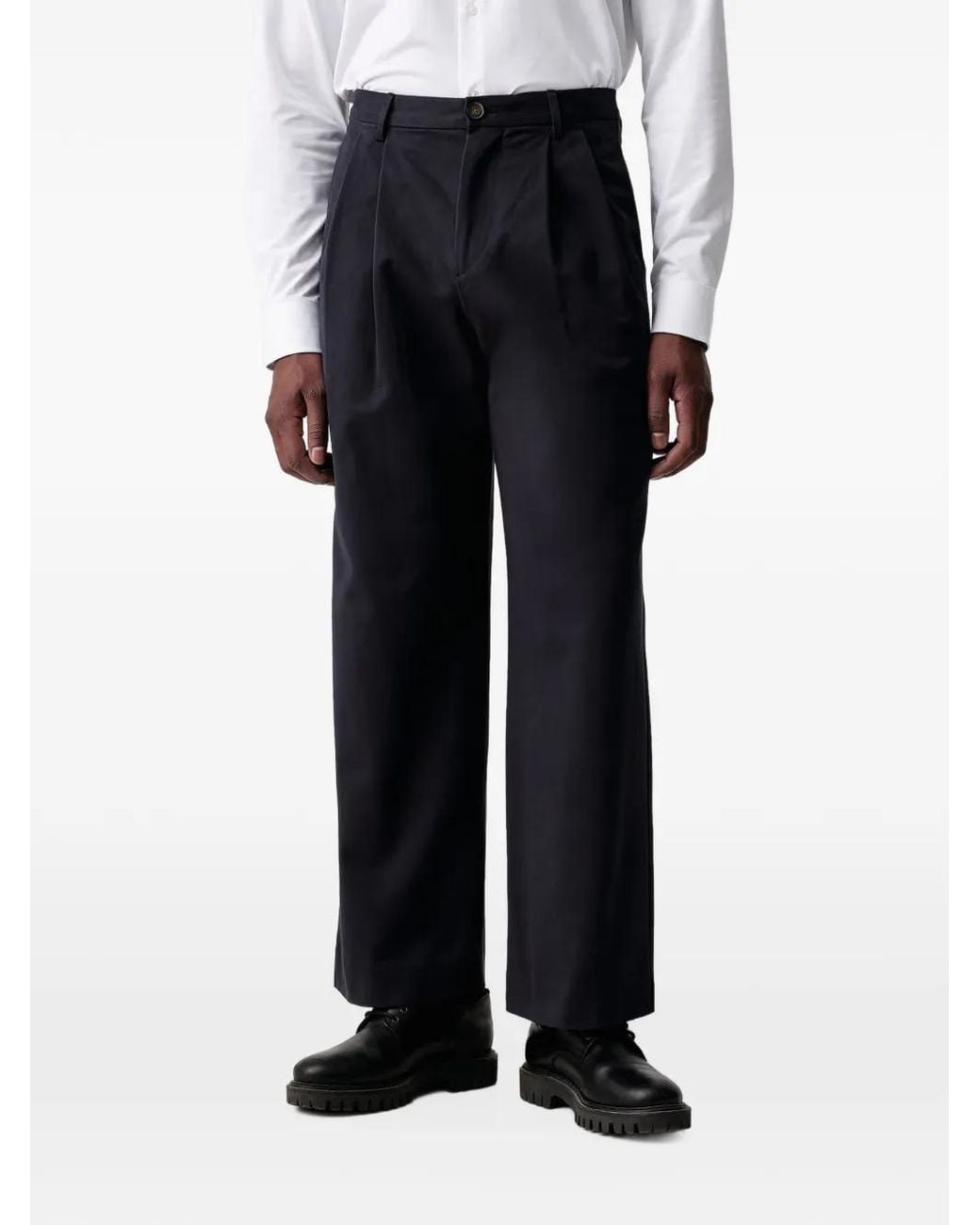 Paul Smith Black Pleated-Detail Twill Trousers for men