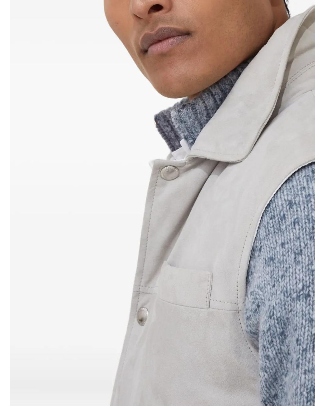 Brunello Cucinelli Natural Padded Leather Vest for men