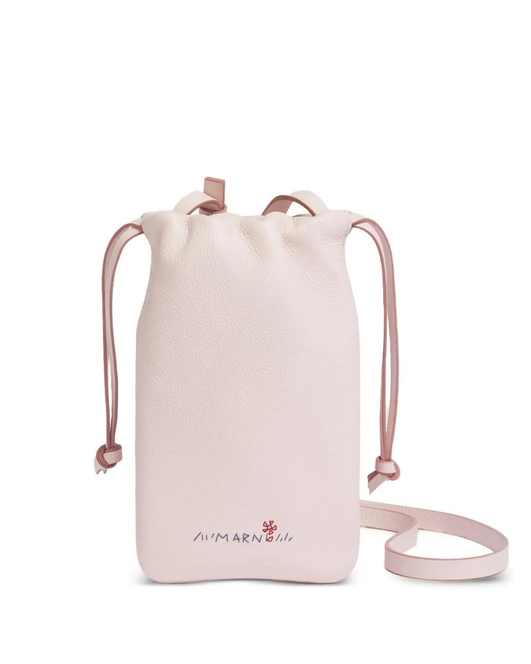 Marni Pink Embroidered-Logo Drawstring Phone Holder