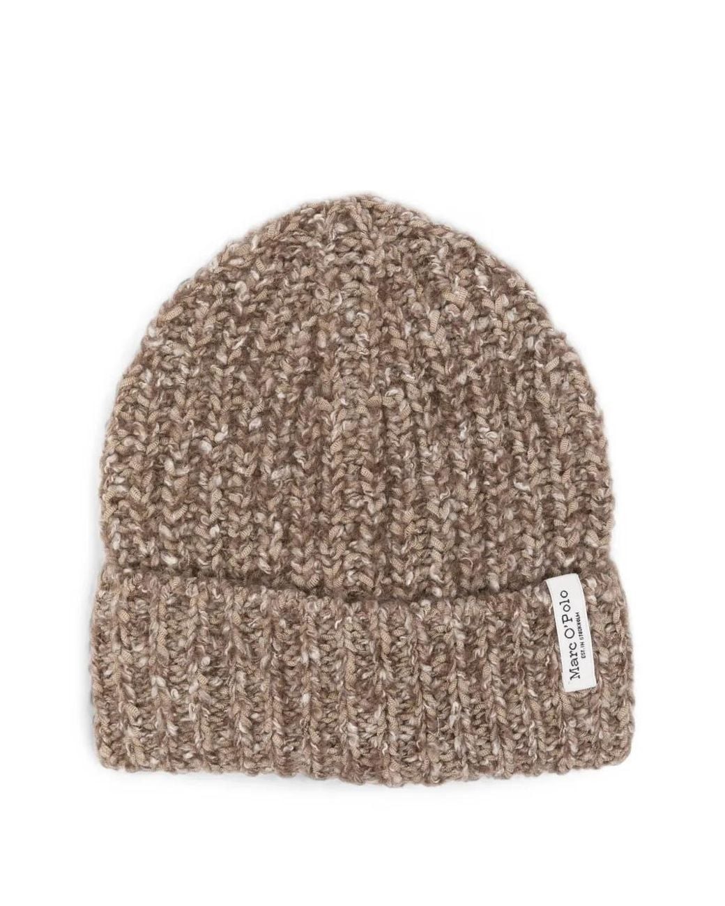 Marc O' Polo Brown Ribbed Chunky-Knit Beanie Hat