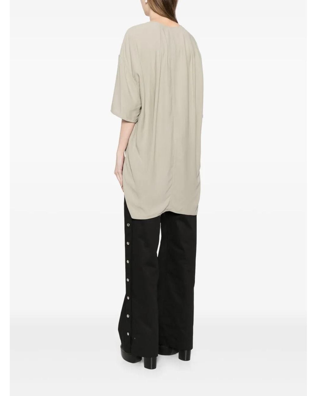 Rick Owens White V-Neck Drop-Shoulder Blouse