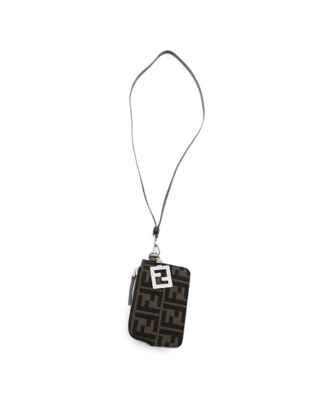 Fendi White Ff Motif Lanyard Cardholder for men