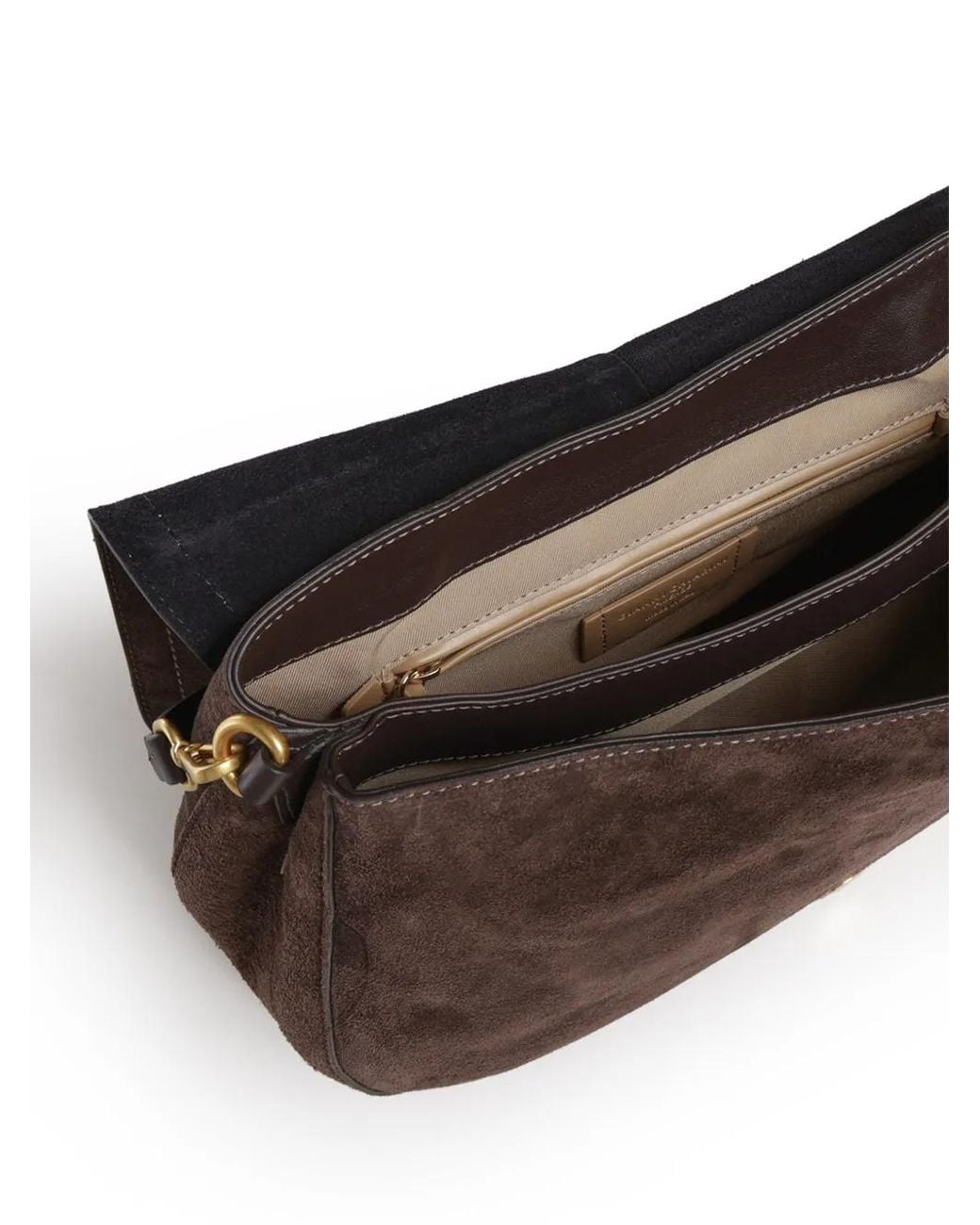 Gianni Chiarini Brown Helena Suede-Finish Panelled Shoulder Bag