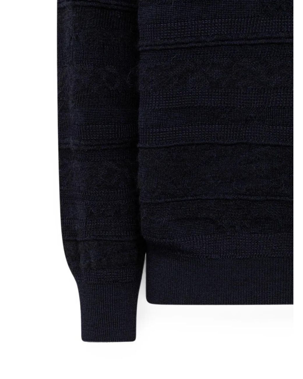 Laneus Blue Jacquard-Knit Crew-Neck Sweater for men