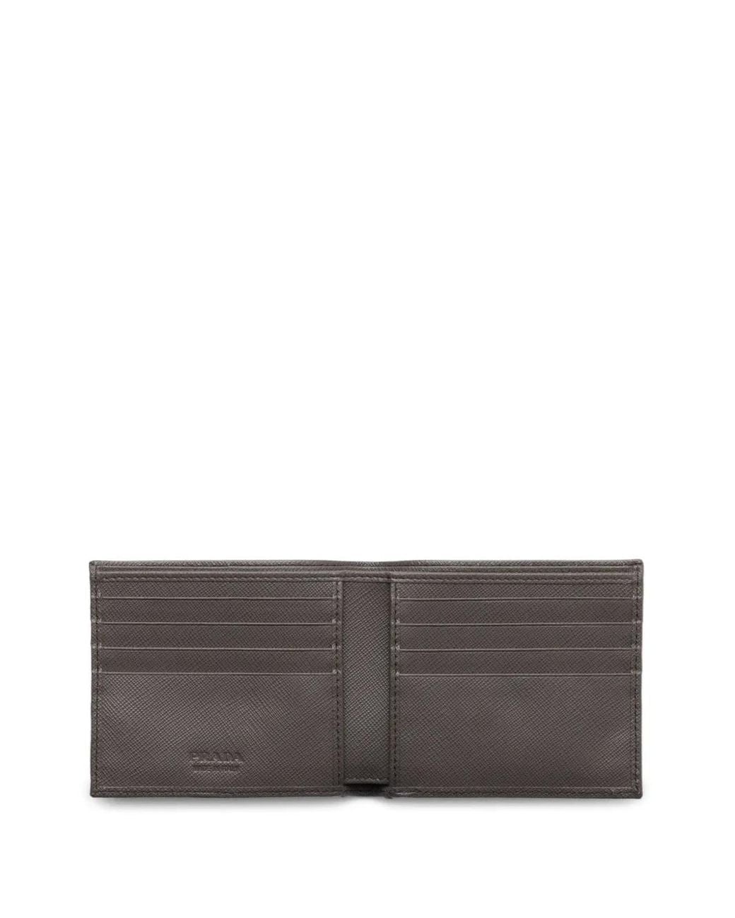 Prada Gray Textured Bifold Wallet for men