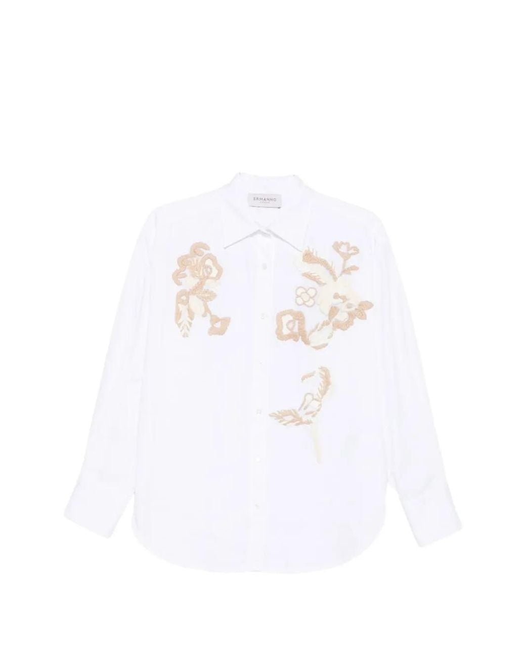 ERMANNO FIRENZE White Floral-Print Cotton Shirt
