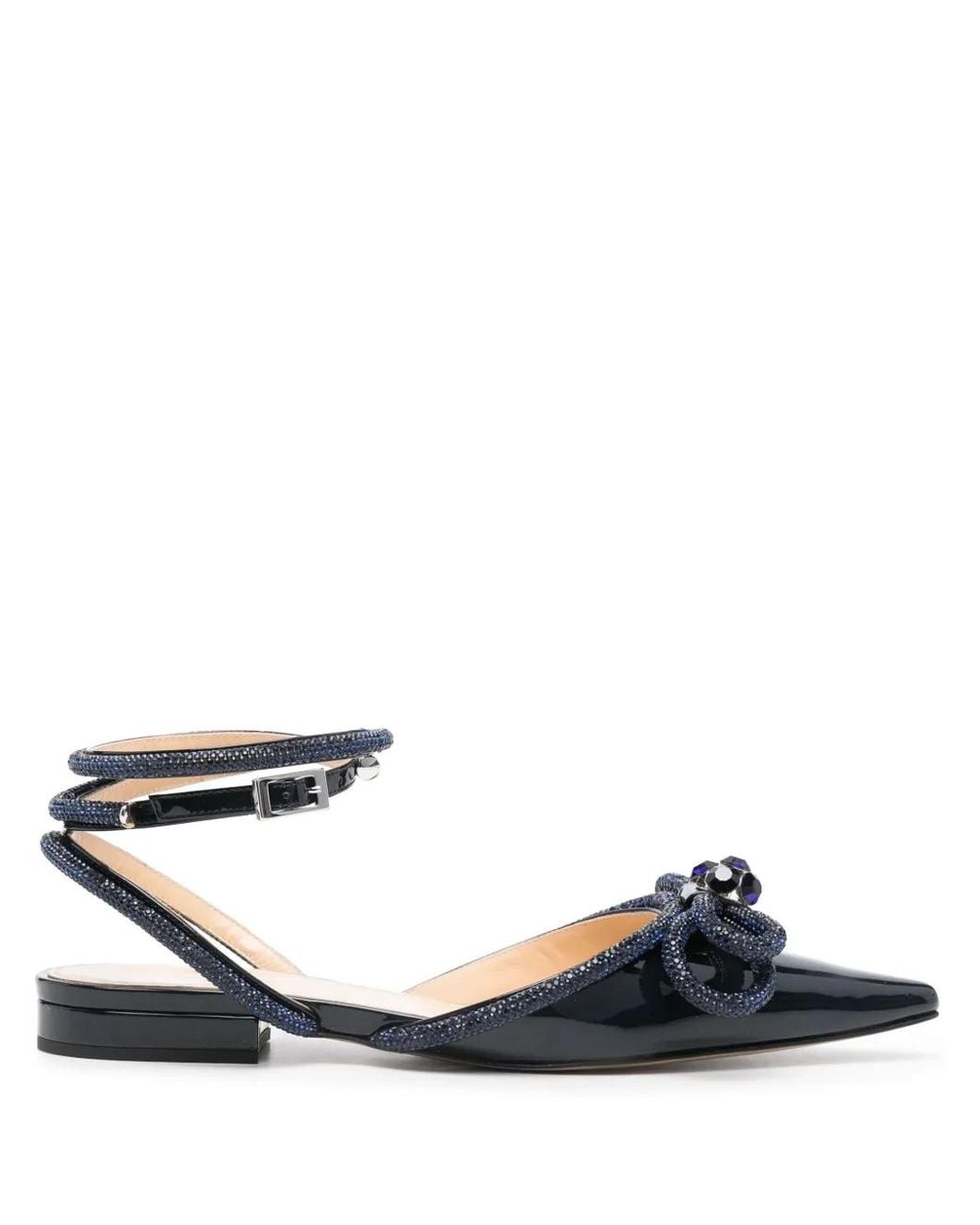 Mach & Mach Blue Double Bow Ballerina Shoes