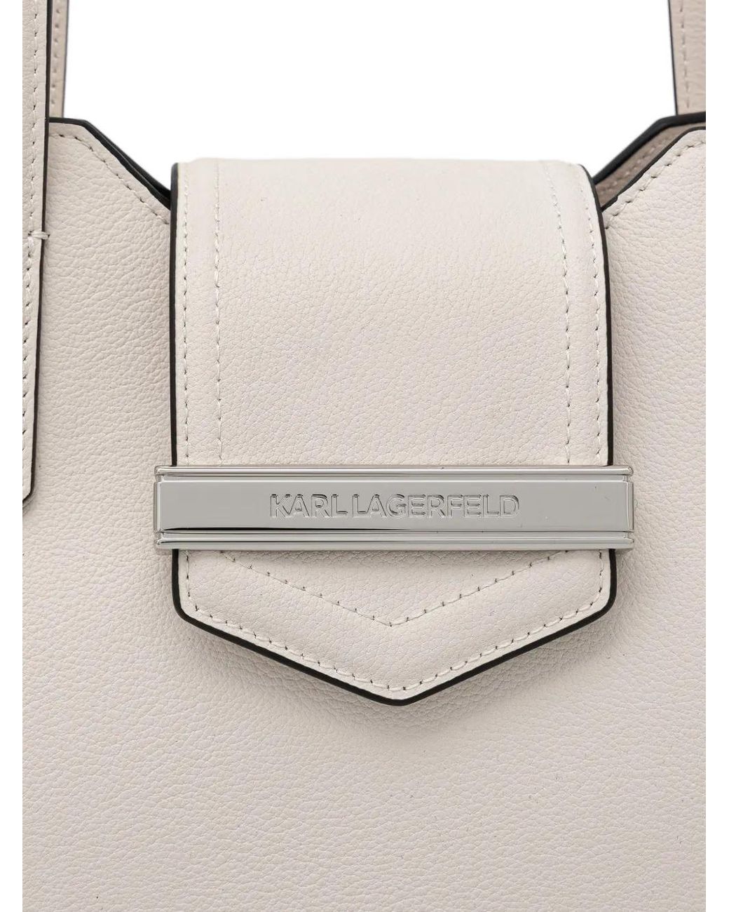 Karl Lagerfeld Natural Logo-Plaque Grained-Leather Tote Bag