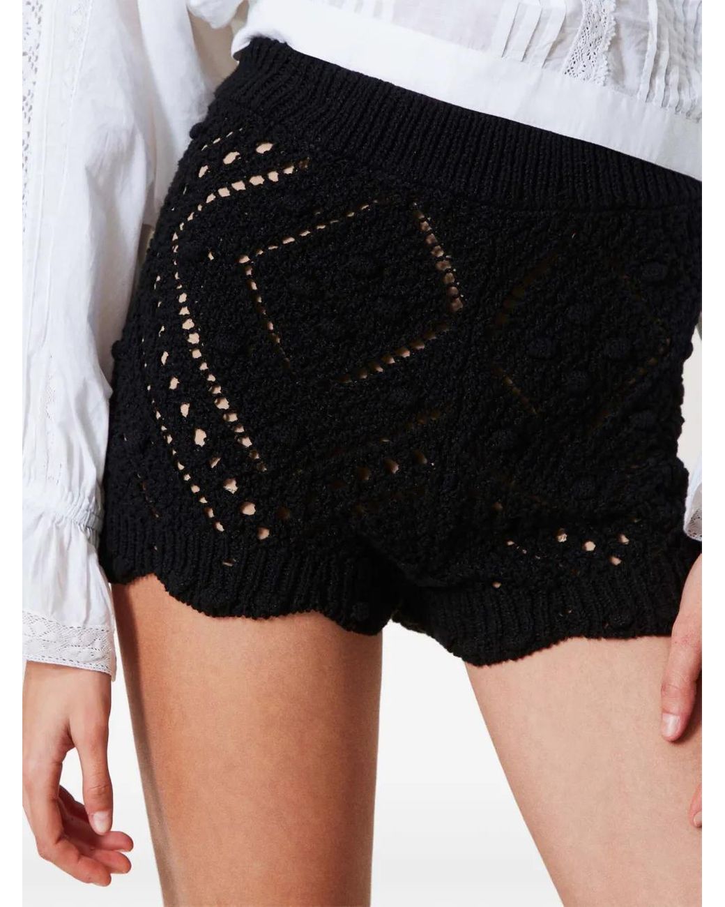 Twinset Black Openwork Shorts