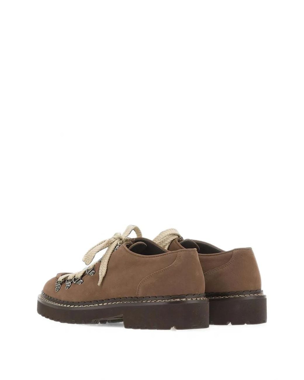 Doucal's Brown Suede Lug-Sole Lace-Up Derby Shoes for men