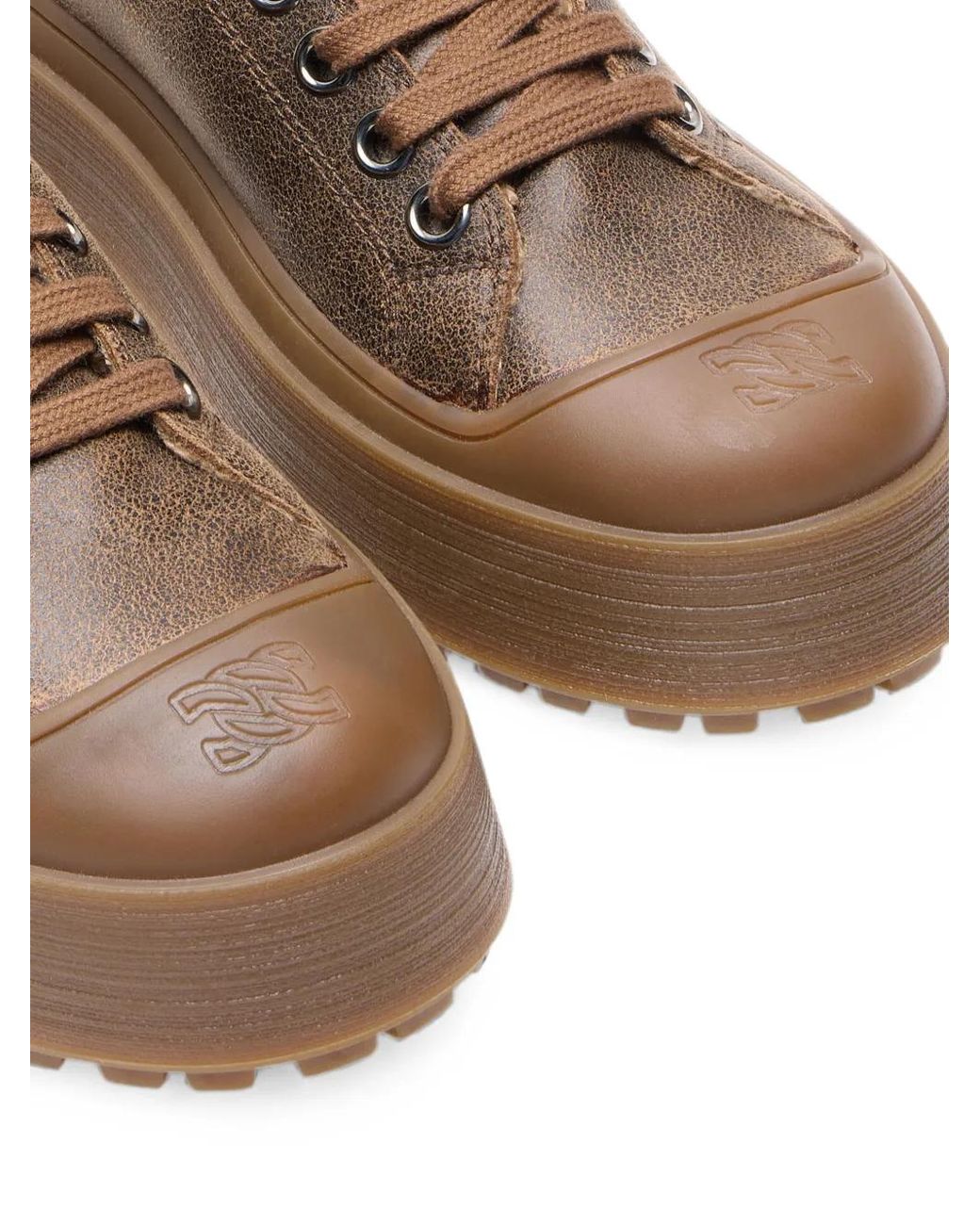 Casadei Brown Explorer Cracked-Effect Sneakers